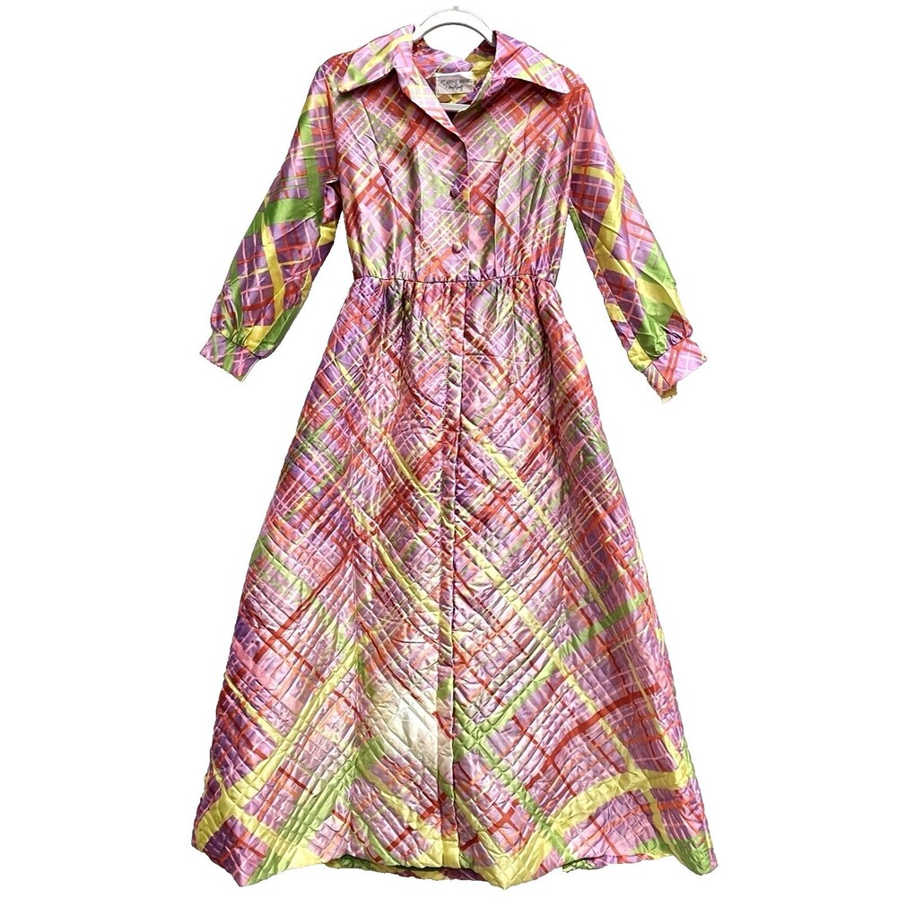 VTG VAN RAALTE 60s to 70s Quilted House Coat Robe Dressing Gown Sz‎ 8